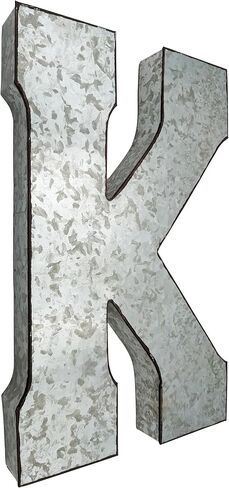 SciencePurchase 20" Metal Letter M Wall Decor, Silver with Rusted Edges, Galvanized Wall Mountable Decoration for Country, Mid-Century, or Farmhouse Themed Room or Event in Kuwait