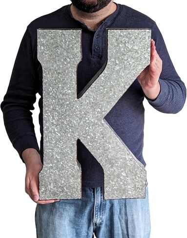 SciencePurchase 20" Metal Letter M Wall Decor, Silver with Rusted Edges, Galvanized Wall Mountable Decoration for Country, Mid-Century, or Farmhouse Themed Room or Event in Kuwait