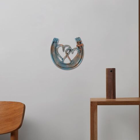 Amosfun Horseshoe Wall Art Decor Hollow Double Heart Horseshoe Wall Sculpture Rustic Horse Shoes Hanging Western Decor Easter Party Decorations for Home Garden in Saudi Arabia