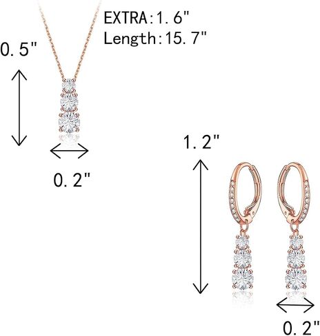 Crysdue cubic Zirconia المجوهرات مجموعة للنساء وصيفات الشرف ، وقطعة جولة كلاسيكية قطرة رافعة خفيفة الوزن الظهر سوار قلادة التنس قلادة لحفل حفل زفاف حفلة موسيقية in Saudi Arabia