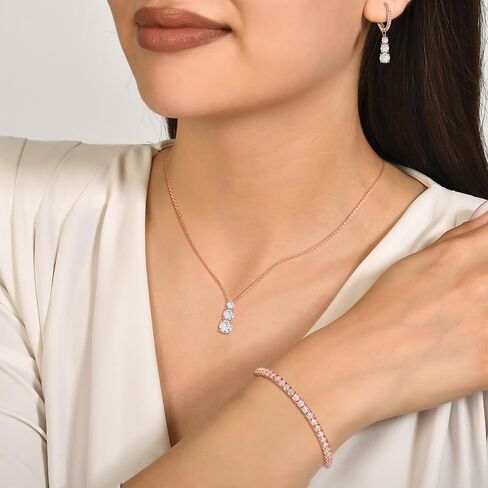 Crysdue cubic Zirconia المجوهرات مجموعة للنساء وصيفات الشرف ، وقطعة جولة كلاسيكية قطرة رافعة خفيفة الوزن الظهر سوار قلادة التنس قلادة لحفل حفل زفاف حفلة موسيقية in Kuwait