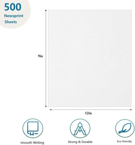 500 Sheets Newsprint Paper 12 x 12in Plain Newsprint for Drawing Sketching Coloring, Drawing Paper Bulk for Kids Doodles in Saudi Arabia