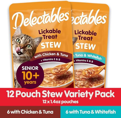 Hartz Delectables Stew Senior Cat Treat Variety Pack, 12 Count in Saudi Arabia
