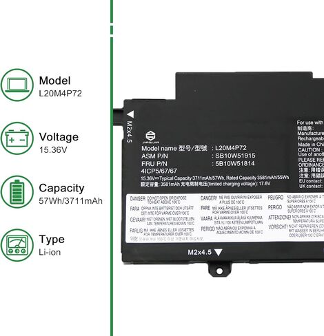 L19M3PD5 SB10X02591 5B10X02606 بطارية كمبيوتر محمول بديلة لينوفو ثينك باد E14 E15 Gen 2 3 4 Series L19L3PD5 L19C3PD5 11.1V 45Wh in Saudi Arabia