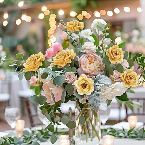 Gold Roses Artificial Flowers, 30 Pcs Fake Silk Gold Flowers Real Looking Faux Blossom Rose Flower Head for Wedding Bouquet Party Decor DIY Crafts Floral Arrangements in Saudi Arabia
