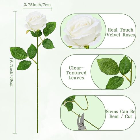 Waipfaru Red Roses الزهور الاصطناعية بالجملة ، الورود المخملية الحقيقية اللمسة مع ورق التغليف ، و 50 PCS زهور مزيفة لحفل الزفاف باقة الزفاف الفالنتين in Kuwait