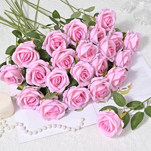 Waipfaru Red Roses الزهور الاصطناعية بالجملة ، الورود المخملية الحقيقية اللمسة مع ورق التغليف ، و 50 PCS زهور مزيفة لحفل الزفاف باقة الزفاف الفالنتين in Saudi Arabia
