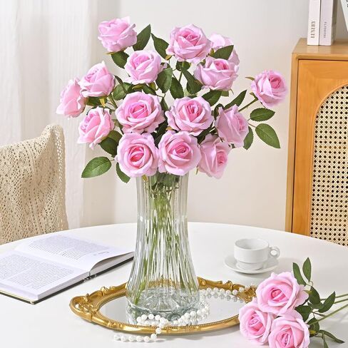 Waipfaru Red Roses الزهور الاصطناعية بالجملة ، الورود المخملية الحقيقية اللمسة مع ورق التغليف ، و 50 PCS زهور مزيفة لحفل الزفاف باقة الزفاف الفالنتين in Saudi Arabia