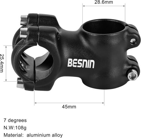 BESNIN Bike stem +/- 7 Degrees 25.4mm 32mm Bicycle stemshort MTB stem Mountain Bike stem Handlebar stem for Cycling Aluminium Alloy in Saudi Arabia