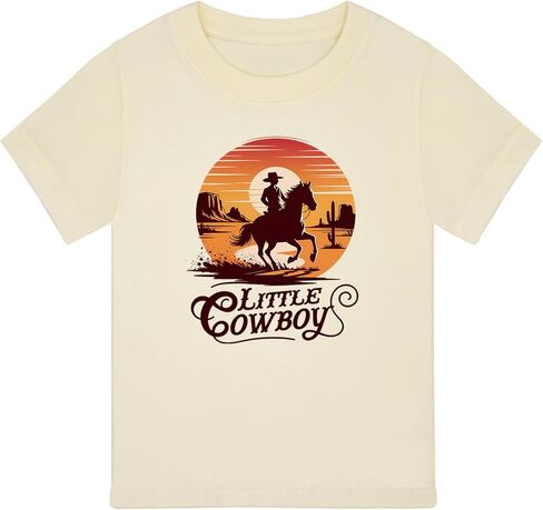 Cowboy Shirts for Boys Vintage Western Style Denim Graphic Cotton Crew Neck T-Shirt Size: 2-7 Years in Saudi Arabia