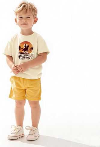 Cowboy Shirts for Boys Vintage Western Style Denim Graphic Cotton Crew Neck T-Shirt Size: 2-7 Years in Saudi Arabia