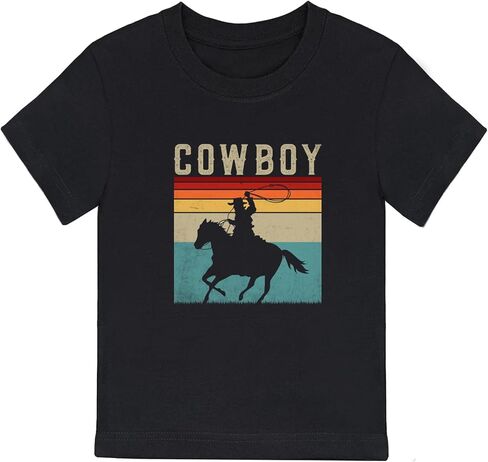 Cowboy Shirts for Boys Vintage Western Style Denim Graphic Cotton Crew Neck T-Shirt Size: 2-7 Years in Saudi Arabia