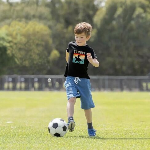 Cowboy Shirts for Boys Vintage Western Style Denim Graphic Cotton Crew Neck T-Shirt Size: 2-7 Years in Saudi Arabia