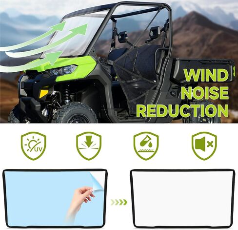 Hecasa Full Front Windshield متوافق مع 2016-2023 Can Am Defender HD5 HD8 HD10 MAX الزجاج الأمامي واضح in Saudi Arabia