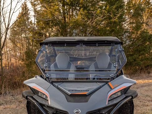 SuperATV Scratch Resistant 3-in-1 Flip Windshield for CFMoto ZForce 950 2020-2022, Made of 1/4" Hard Coated Polycarbonate, Comes Preassembled, Can be Closed, Vented, or Fully Open, USA Made in Saudi Arabia
