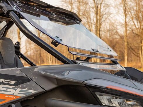SuperATV Scratch Resistant 3-in-1 Flip Windshield for CFMoto ZForce 950 2020-2022, Made of 1/4" Hard Coated Polycarbonate, Comes Preassembled, Can be Closed, Vented, or Fully Open, USA Made in Saudi Arabia