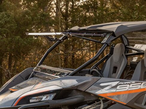 SuperATV Scratch Resistant 3-in-1 Flip Windshield for CFMoto ZForce 950 2020-2022, Made of 1/4" Hard Coated Polycarbonate, Comes Preassembled, Can be Closed, Vented, or Fully Open, USA Made in Saudi Arabia