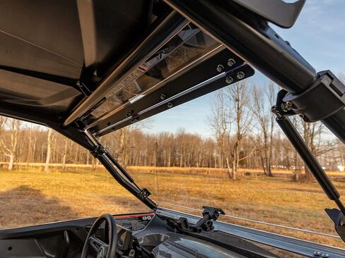 SuperATV Scratch Resistant 3-in-1 Flip Windshield for CFMoto ZForce 950 2020-2022, Made of 1/4" Hard Coated Polycarbonate, Comes Preassembled, Can be Closed, Vented, or Fully Open, USA Made in Saudi Arabia