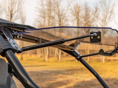 SuperATV Scratch Resistant 3-in-1 Flip Windshield for CFMoto ZForce 950 2020-2022, Made of 1/4" Hard Coated Polycarbonate, Comes Preassembled, Can be Closed, Vented, or Fully Open, USA Made in Saudi Arabia