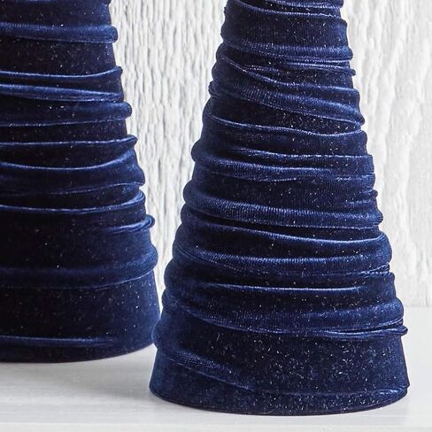 Velvet Cones Set of 3 Navy, Wedding Decor, Minimalist Mantel Decor, Blue Christmas Decor, Tablescape Décor, Holiday Entryway, Tabletop Tree (Navy) in Saudi Arabia