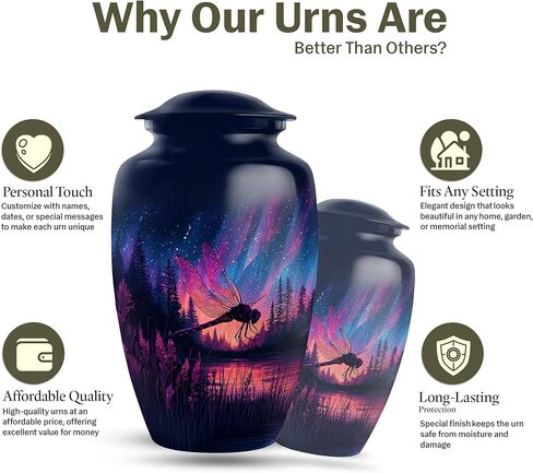 Fashionzaadi الرائعة اليعسوب الصغيرة جرة صغيرة 3 بوصات ، 2 قطعة دفن الجرار الصغيرة للرماد البشري تذكار in Kuwait