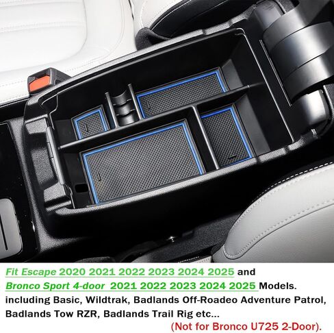 Tacobro Center Center Console Tranizer Tranizer متوافق مع Ford Escape 2020-2024 2025 و 2021 2022 2023 2024 2025 Bronco Sport Cx430 4-Door (ليس لـ U725 2-Door) صندوق تخزين ثانوي-أسود-أسود. in Kuwait