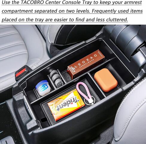 Tacobro Center Center Console Tranizer Tranizer متوافق مع Ford Escape 2020-2024 2025 و 2021 2022 2023 2024 2025 Bronco Sport Cx430 4-Door (ليس لـ U725 2-Door) صندوق تخزين ثانوي-أسود-أسود. in Kuwait