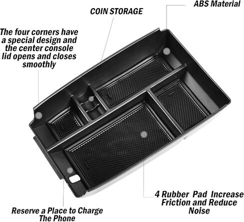 Tacobro Center Center Console Tranizer Tranizer متوافق مع Ford Escape 2020-2024 2025 و 2021 2022 2023 2024 2025 Bronco Sport Cx430 4-Door (ليس لـ U725 2-Door) صندوق تخزين ثانوي-أسود-أسود. in Kuwait