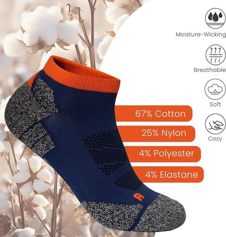 Wildarms Men’s Compression Running Ankle Socks Low Cut Anti-Blister Moisture Wicking Cushioned Athletic Socks for Men 3 Pairs in Kuwait
