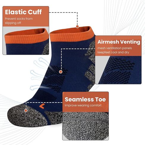 Wildarms Men’s Compression Running Ankle Socks Low Cut Anti-Blister Moisture Wicking Cushioned Athletic Socks for Men 3 Pairs in Kuwait