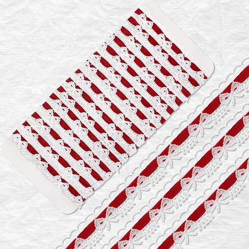 10 Yards White Bow Lace Trim Pink Lace Ribbon Ideal for DIY Crafts Wrapping Ruffle Sewing Supplies Craft for Costume Hat Photo Frame Decoration in Kuwait