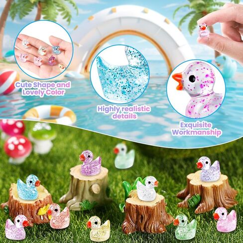 200pcs Mini Resin Ducks 20 Colors Small Tiny Little Duck Figurines to Hide Miniature Figures for Dollhouse Micro Garden Landscape Decoration Craft Party Favors Toys in Saudi Arabia