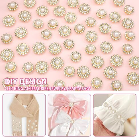 160 Pcs Jewels for Hats, Sew on Rhinestones for Bedazzling, 10/12/14 mm Crystal Glass with Flower Metal Base, Flatback Sew on Pearls, Gems for Clothes Shoes Bags & Sewing Accessories in Saudi Arabia