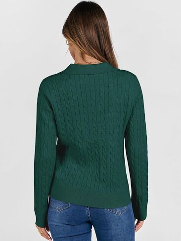 ANRABESS Womens Cable Knit Sweaters Long Sleeve V Neck Sweater Tops Casual Pullover Polo Shirts 2024 Fall Fashion Outfits in Kuwait