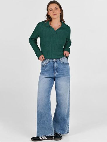 ANRABESS Womens Cable Knit Sweaters Long Sleeve V Neck Sweater Tops Casual Pullover Polo Shirts 2024 Fall Fashion Outfits in Kuwait
