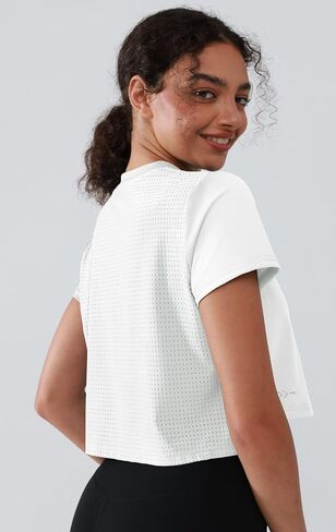 Women's Breathable Workout Top Loose Fit - Moisture Wicking Athletic Shirt, Short Sleeve Gym Tee with Mesh Panels in Kuwait