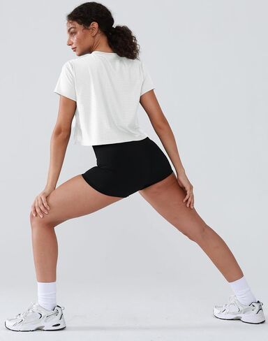 Women's Breathable Workout Top Loose Fit - Moisture Wicking Athletic Shirt, Short Sleeve Gym Tee with Mesh Panels in Kuwait
