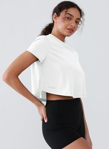 Women's Breathable Workout Top Loose Fit - Moisture Wicking Athletic Shirt, Short Sleeve Gym Tee with Mesh Panels in Kuwait