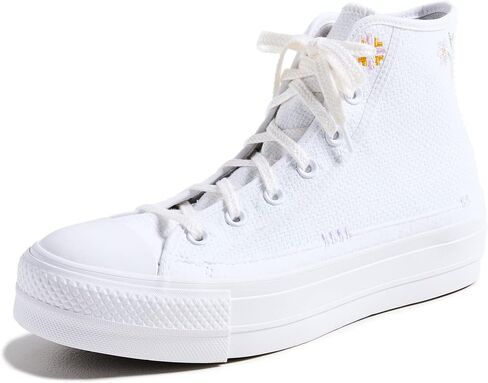 Converse Unisex Chuck Taylor All Star Lift High Top Canvas Sneaker - Lace up Closure Style - White/Cocoon Blue 7.5 in Saudi Arabia