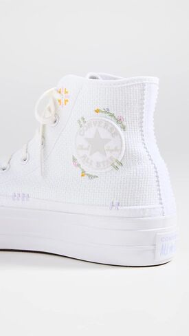 Converse Unisex Chuck Taylor All Star Lift High Top Canvas Sneaker - Lace up Closure Style - White/Cocoon Blue 7.5 in Saudi Arabia