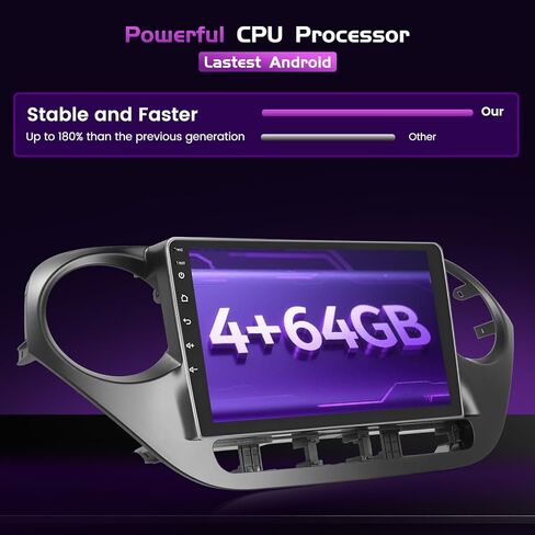 Android 13 [2+64G] for Hyundai I10 2014-2017 (LHD) Car Stereo with Wireless Carplay Android Auto Mirror Link, 9’Touchscreen Radio WiFi/GPS/FM/RDS/Bluetooth/SWC/Waterproof Night Backup Cam Mic in Kuwait