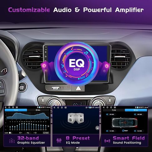 Android 13 [2+64G] for Hyundai I10 2014-2017 (LHD) Car Stereo with Wireless Carplay Android Auto Mirror Link, 9’Touchscreen Radio WiFi/GPS/FM/RDS/Bluetooth/SWC/Waterproof Night Backup Cam Mic in Kuwait