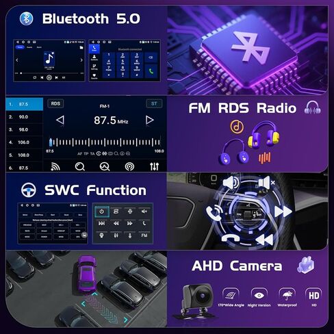 Android 13 [2+64G] for Hyundai I10 2014-2017 (LHD) Car Stereo with Wireless Carplay Android Auto Mirror Link, 9’Touchscreen Radio WiFi/GPS/FM/RDS/Bluetooth/SWC/Waterproof Night Backup Cam Mic in Kuwait