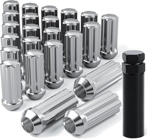 M14x1.5 Lug Nuts Black with Spline Tuner, 2 inches Tall with Cone Seat, Black Electrophoresis Compatible with Chevrolet Silverado Suburban 1500 Ford Expedition, Set of 32+1 in Saudi Arabia