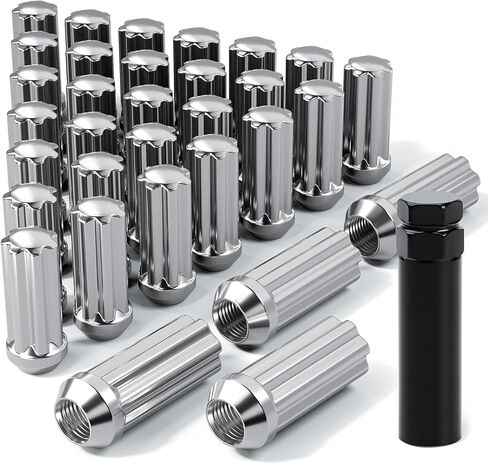 M14x1.5 Lug Nuts Black with Spline Tuner, 2 inches Tall with Cone Seat, Black Electrophoresis Compatible with Chevrolet Silverado Suburban 1500 Ford Expedition, Set of 32+1 in Saudi Arabia