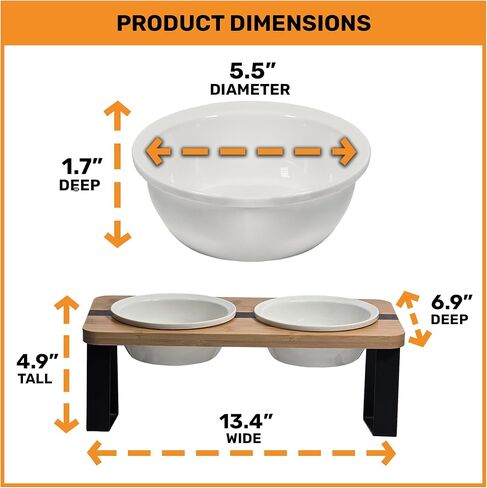 Elevated Cat Steel Bowls Stand for Food and Water, Small Dog, Anti Vomit, Indoor Cats, Tilted Feeding Position, Full Bamboo Body Stand with Food Grade, Feeding Station for Cats and Puppy in Saudi Arabia