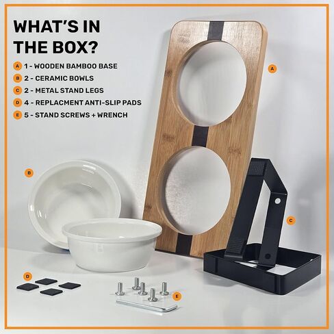 Elevated Cat Steel Bowls Stand for Food and Water, Small Dog, Anti Vomit, Indoor Cats, Tilted Feeding Position, Full Bamboo Body Stand with Food Grade, Feeding Station for Cats and Puppy in Saudi Arabia