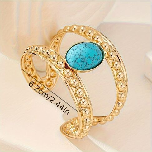 Gold Western Bracelets for Women Boho Turquoise Cuff Bracelet Country Concert Outfits Cowboy Chic Cowgirl Accessorie 2025 Fashion Jewelry in Saudi Arabia