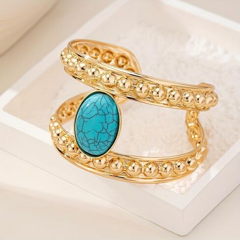 Gold Western Bracelets for Women Boho Turquoise Cuff Bracelet Country Concert Outfits Cowboy Chic Cowgirl Accessorie 2025 Fashion Jewelry in Saudi Arabia