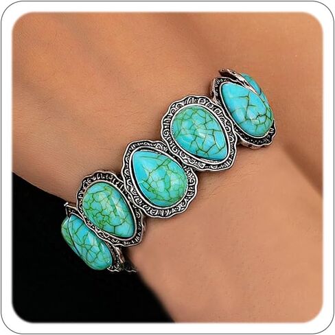 Gold Western Bracelets for Women Boho Turquoise Cuff Bracelet Country Concert Outfits Cowboy Chic Cowgirl Accessorie 2025 Fashion Jewelry in Saudi Arabia